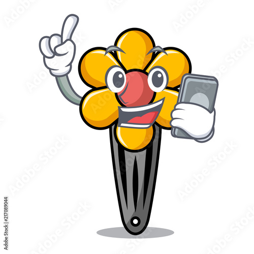With phone hair clip character cartoon