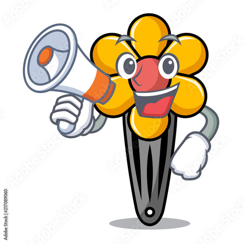 With megaphone hair clip character cartoon