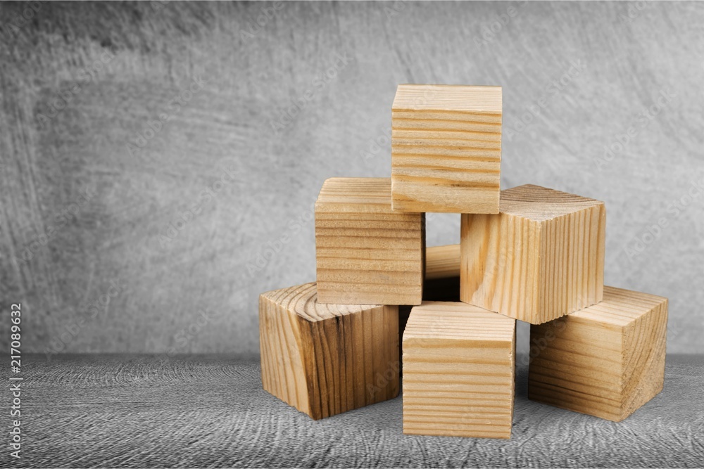 Wooden cubes on table background Wooden cubes on table background