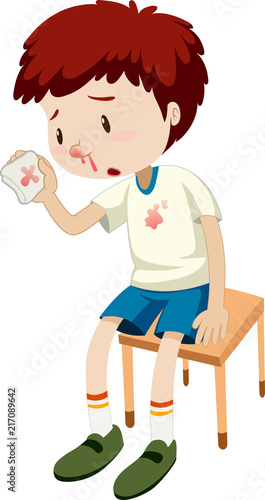 A boy bleeding nose