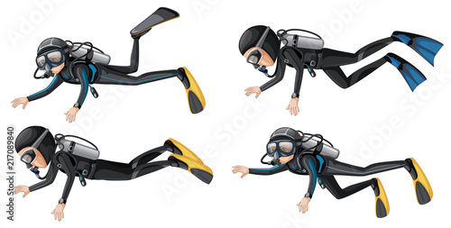 A scuba diver on white background