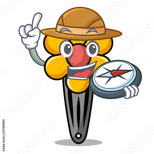 Explorer hair clip mascot cartoon