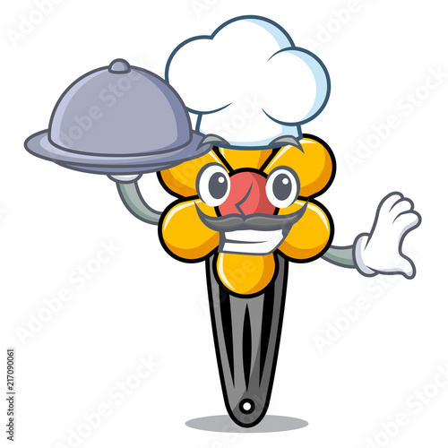 Chef with food hair clip mascot cartoon