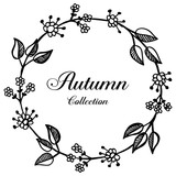 Autumn card frame flower design collection vector illustration