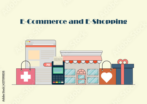 flat design banner of E-Commerce and E-Shopping