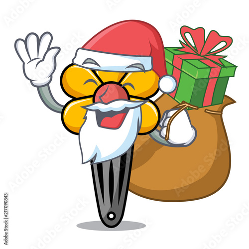 Santa with gift hair clip mascot cartoon