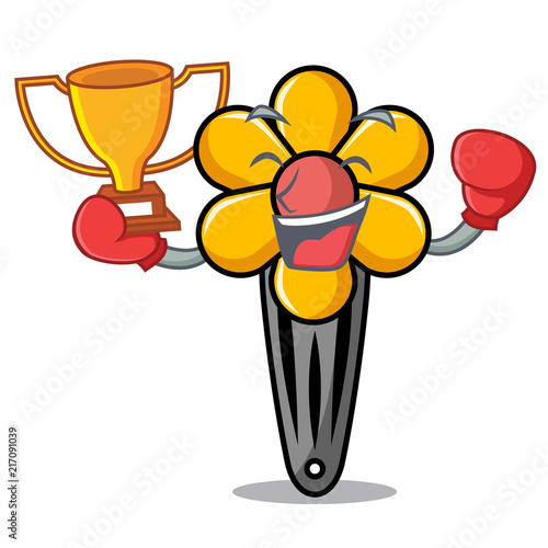 Boxing winner hair clip mascot cartoon
