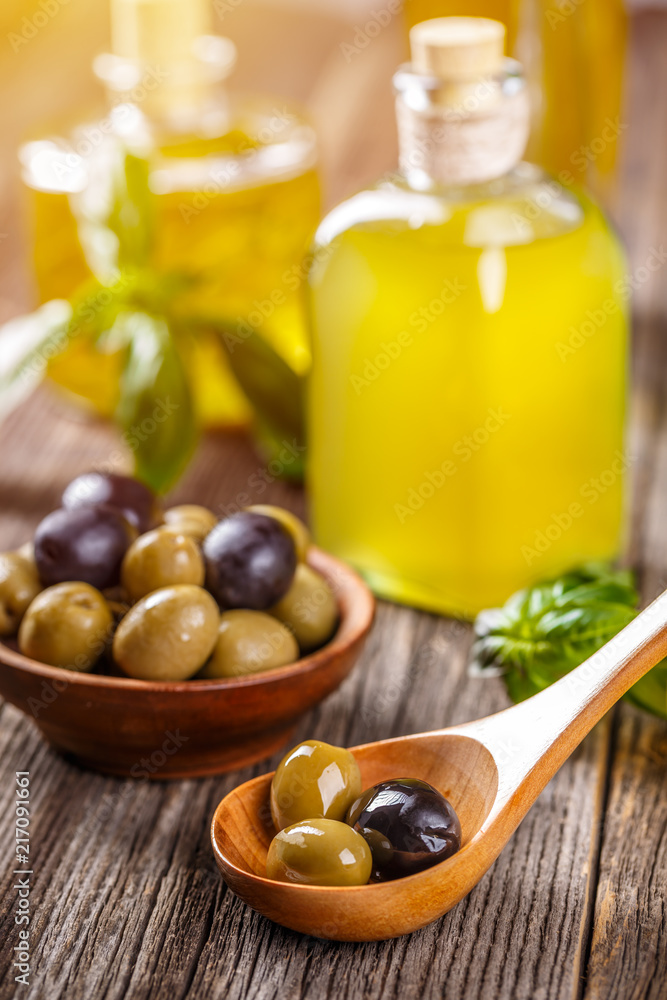 Green and black pickled olives Green and black pickled olives