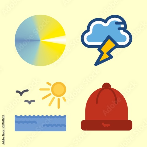 weather icons set. shiny, climate, danger and thunder graphic works
