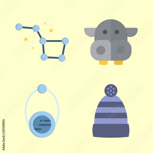 nature vector icons set. constellation, winter hat, orbit and hippopotamus in this set