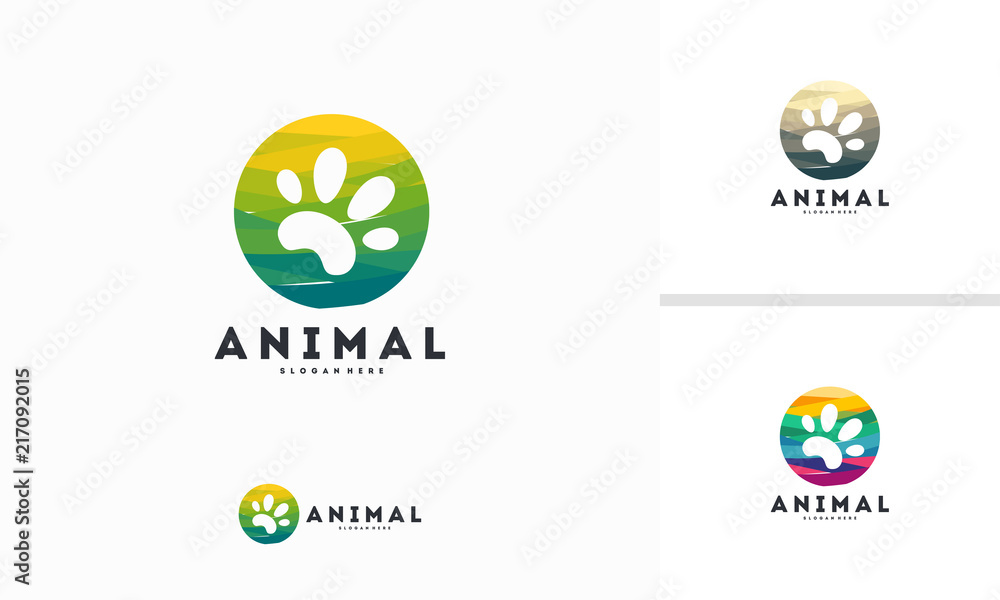 Abstract Circle Pet Paw logo designs concept vector, Animal logo symbol