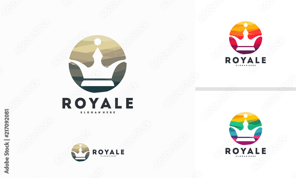Abstract Circle Crown King logo designs concept vector, Royale logo template