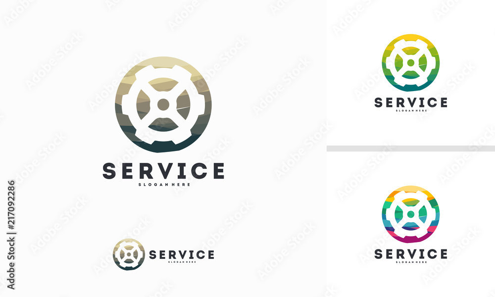 Abstract Circle Gear logo designs concept vector, Service logo template designs