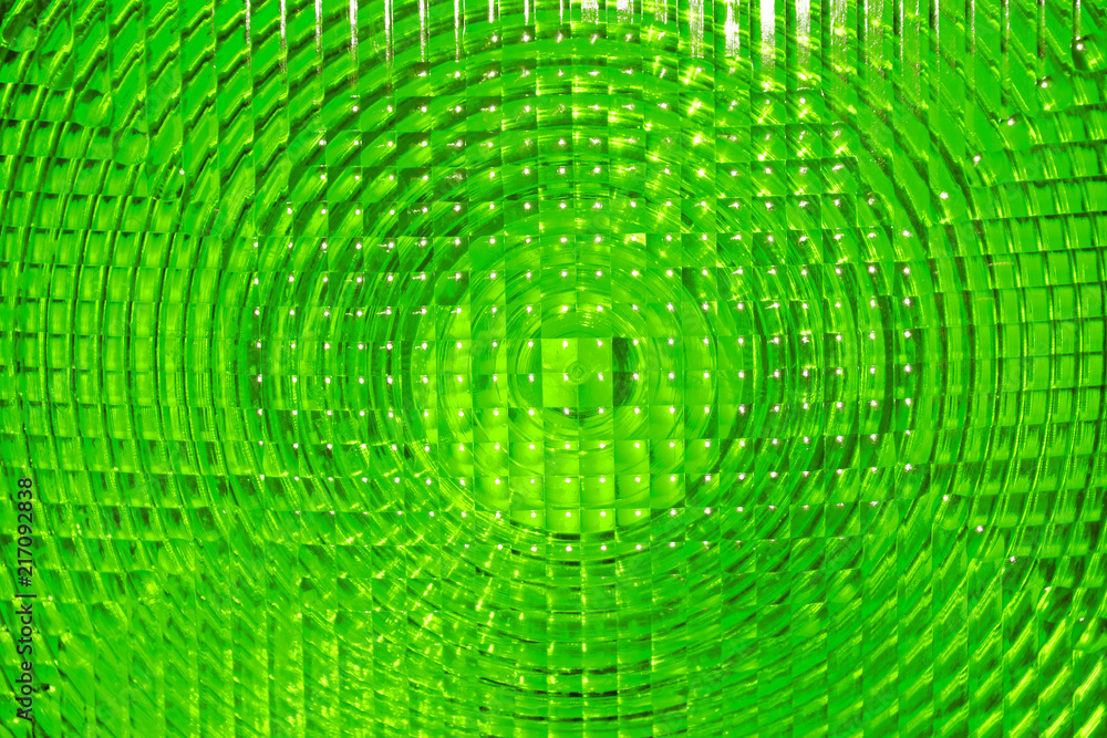 Abstract background of green faceted plastic