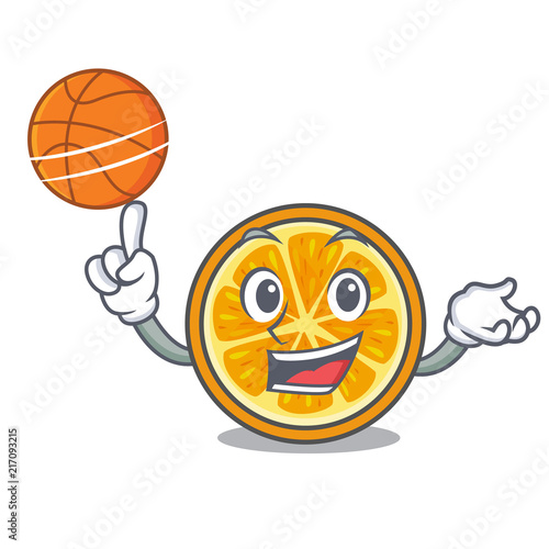 With basketball orange character cartoon style photo