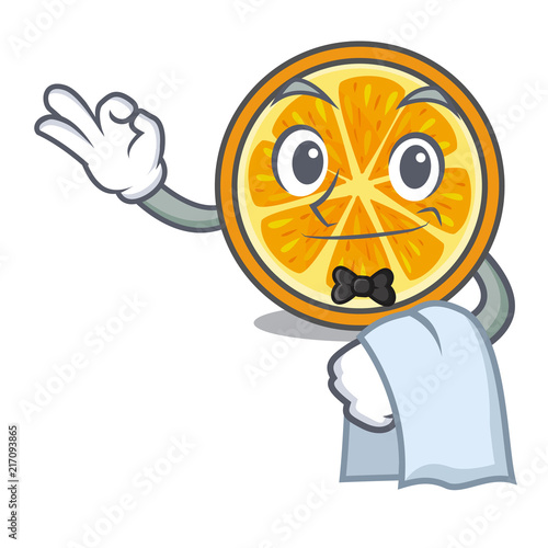 Waiter orange mascot cartoon style