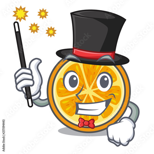Magician orange mascot cartoon style