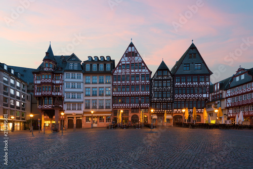 Frankfurt Old town square romerberg with old style house in Frankfurt Germany.
