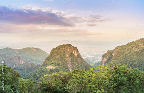 Lanscape view at Doi Pha Mee viewpoint famous place which is check-in point of moopa academy team near Thailand & Myanmar border Mae Sai, Chiang Rai, Thailand