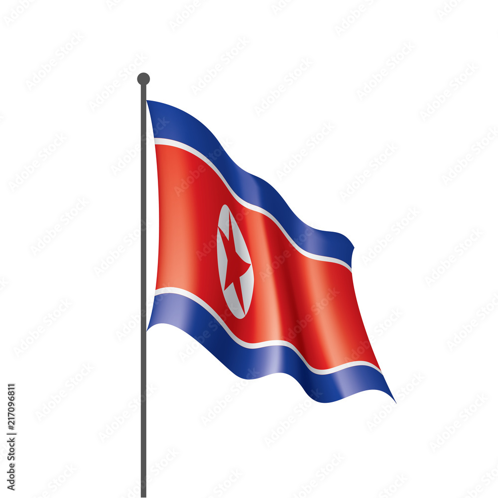 Fototapeta premium North Korea flag, vector illustration on a white background
