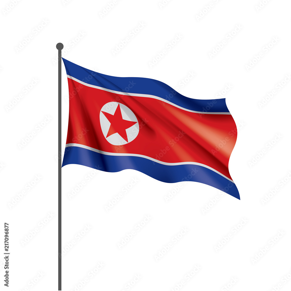 North Korea flag, vector illustration on a white background North Korea flag, vector illustration on a white background