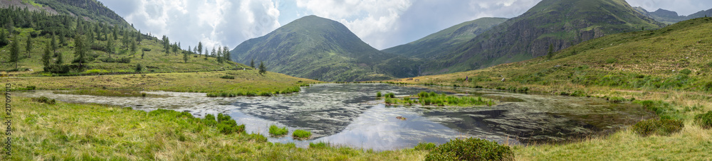 Landscape of the pond at Vivione mountain pass. Italian Alps