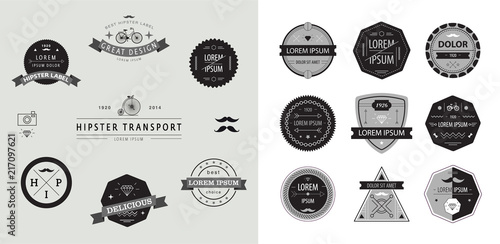 Vector set of geometric abstract logos, badges. Hipster, modern style. Identity for company.