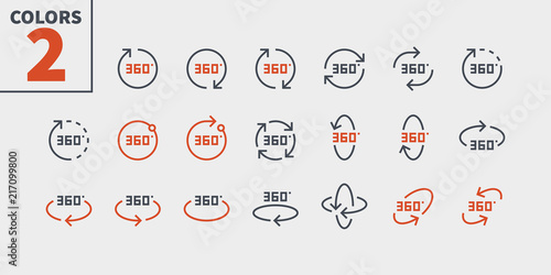 360 Degrees UI Pixel Perfect Well-crafted Vector Thin Line Icons 48x48 Ready for 24x24 Grid for with Editable Stroke. Part 1-2