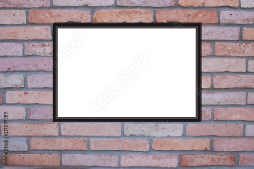 Wallpaper Mural Decorative red brick wall. English style. Photo Frame Mock Up. Empty space for text design and message  Torontodigital.ca