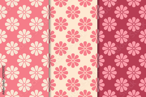 Floral seamless ornaments. Cherry red vertical backgrounds © Liudmyla
