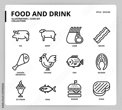 Food and drink icon set
