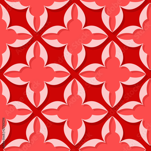 Seamless pattern. Floral red 3d background