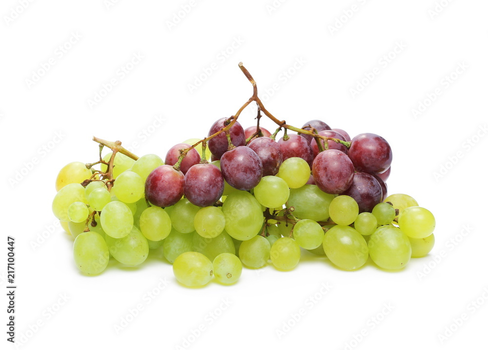 White and cardinal grapes isolated on white background White and cardinal grapes isolated on white background