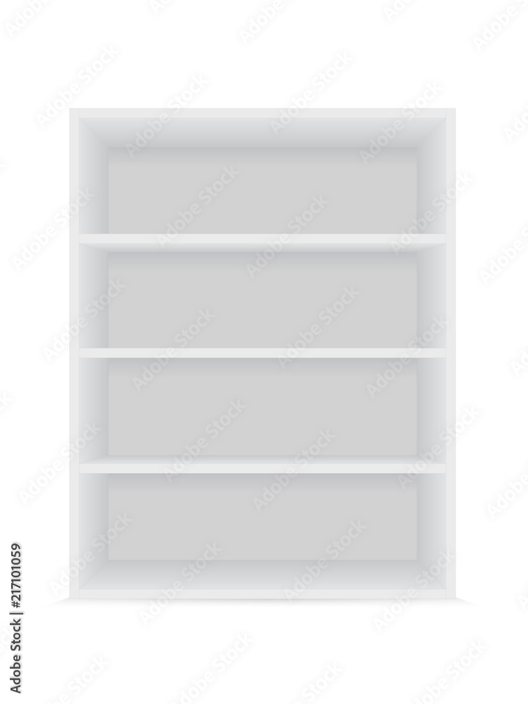 Blank vertical shelves on a white background. Blank vertical shelves on a white background.