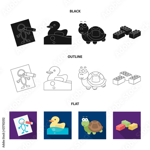 Children toy black,flat,outline icons in set collection for design. Game and bauble vector symbol stock web illustration.