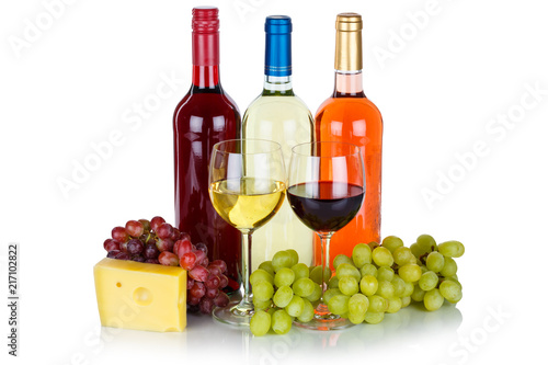 Wine rose red white cheese wines grapes alcohol isolated