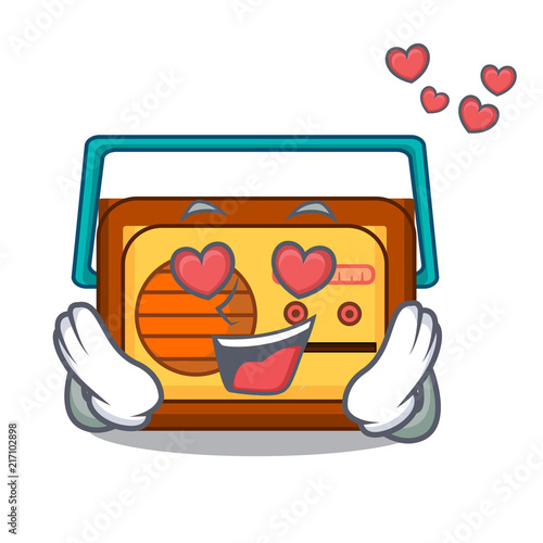 In love radio mascot cartoon style