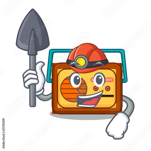 Miner radio mascot cartoon style