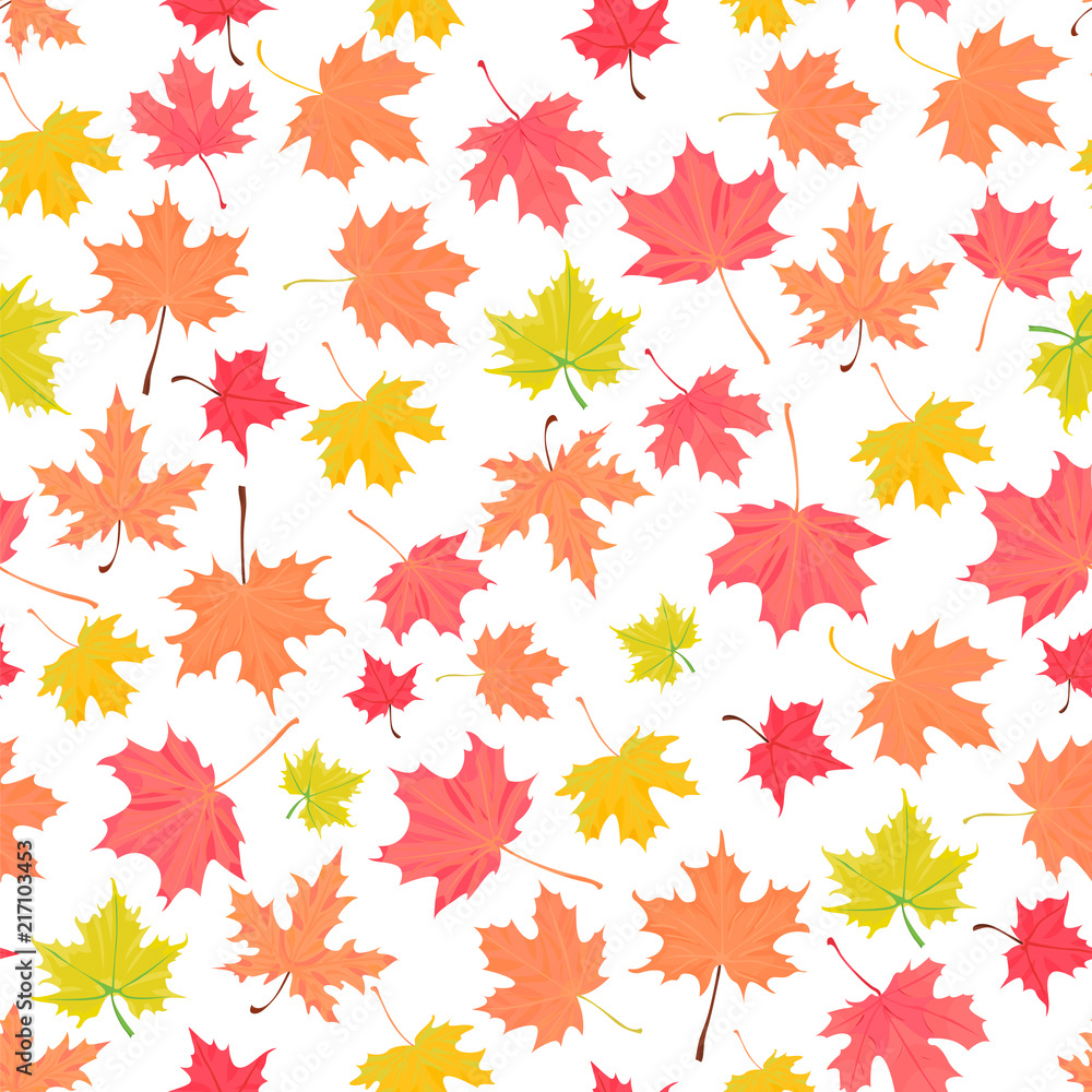 Background with colorful autumn foliage. Maple leaf.