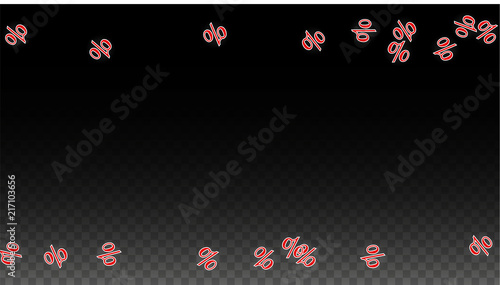 Vector Red Percentage Sign Confetti on Transparent. Percent Sale Background. Business, Economics, Finance Print. Discount Illustration. Promotion Poster. Black Friday Banner. Special offer Template.