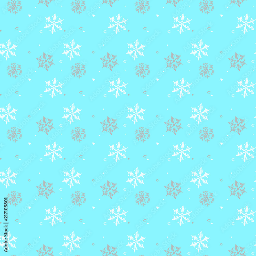 Seamless a blue background with snowflakes in black-and-white colour Seamless a blue background with snowflakes in black-and-white colour