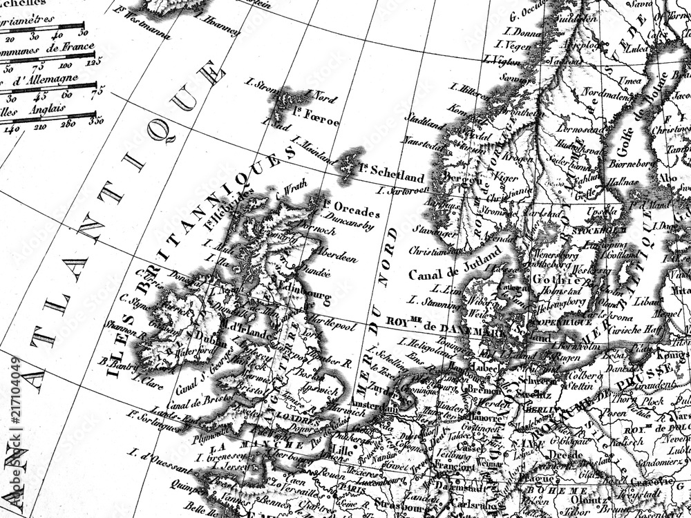古地図　イギリスとフランス
