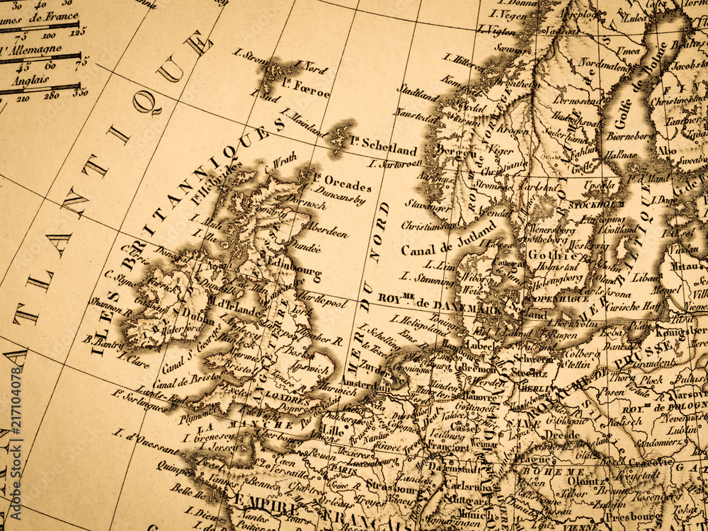古地図　イギリスとフランス
