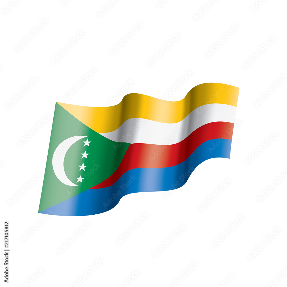 Comoros flag, vector illustration on a white background Comoros flag, vector illustration on a white background