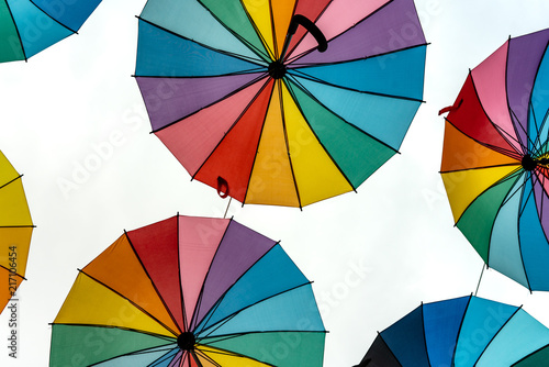 Pride colored umbrellas
