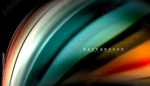 Fluid colors abstract background  twisted liquid design on black  colorful marble or plastic wave texture backdrop  multicolored template for business or technology presentation or web brochure cover