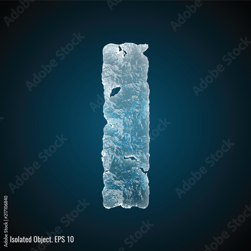 Ice Font / isolated ice shaped letter I vector illustration