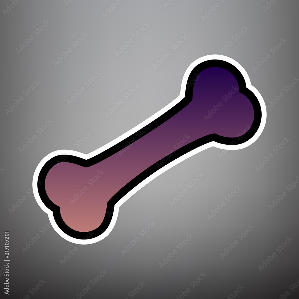 Bone sign illustration. Vector. Violet gradient icon with black Bone sign illustration. Vector. Violet gradient icon with black