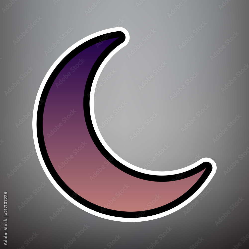 Moon sign illustration. Vector. Violet gradient icon with black Moon sign illustration. Vector. Violet gradient icon with black