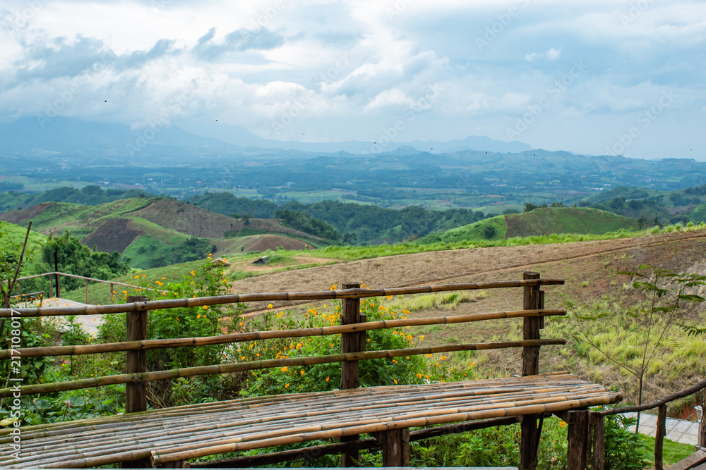 Bamboo chair on top of the mountain at Windtime Khao kho , Phetchabun in Thailand.